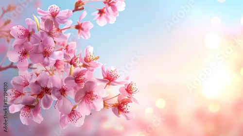 Pink Cherry Blossoms on a Branch With Bokeh