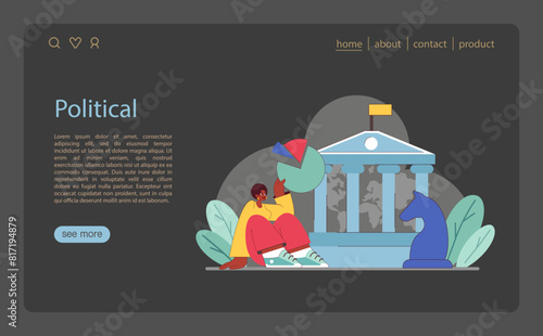 Political aspect of PEST analysis. Analyst evaluating governmental influence on business.