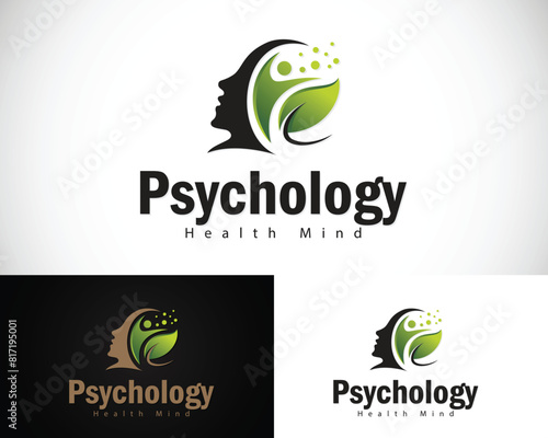 Psychology logo creative health mind mental smart nature leave design concept