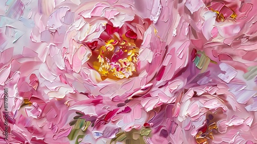 Pink Peony Flowers on White Background