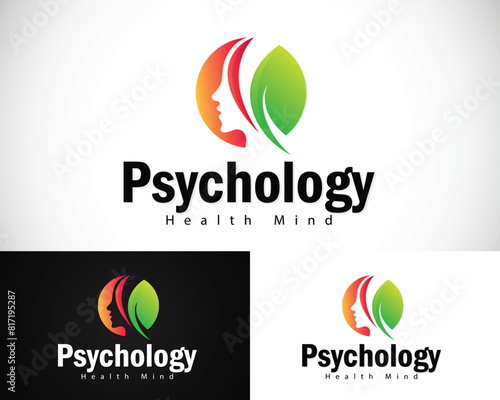 Psychology logo creative health mind mental smart nature leave design concept