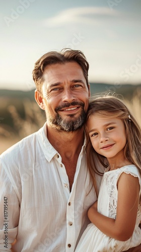 portrait of dad with little  daughter