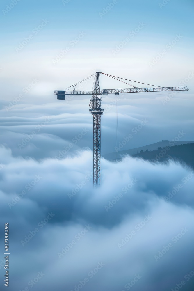 construction crane on the blue clouds