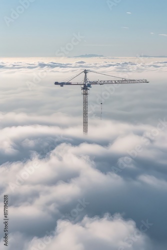 construction crane on the blue clouds