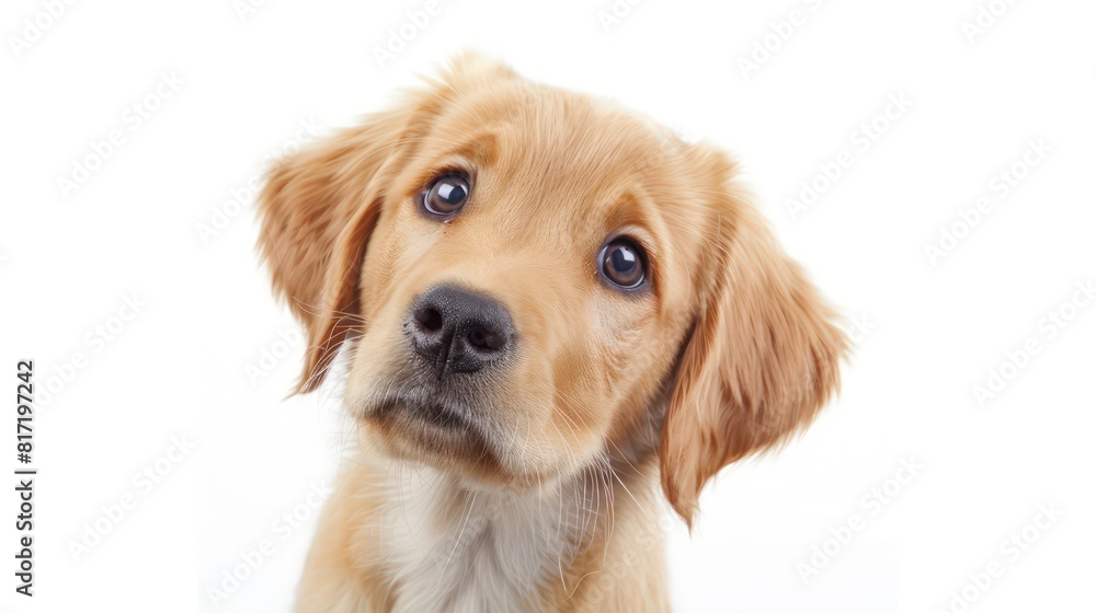 golden retriever puppy, white background