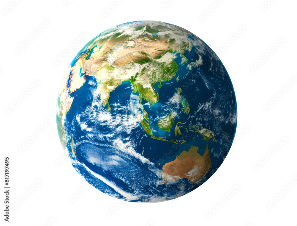 Top view of the earth with an Asian and African focus Top view of the earth with an Asian and African focus