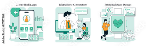 Healthcare Innovation. Flat Vector Illustration