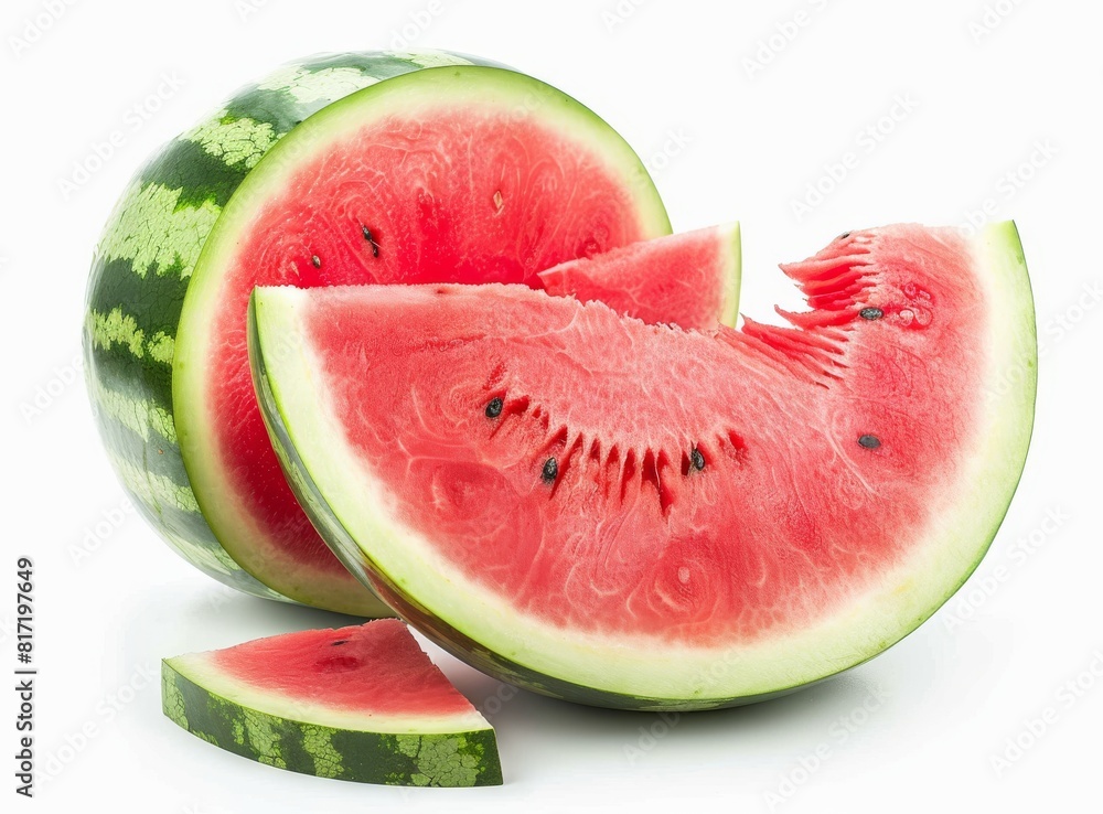 Watermelon and melon slice isolated on white background Watermelon and melon slice isolated on white background