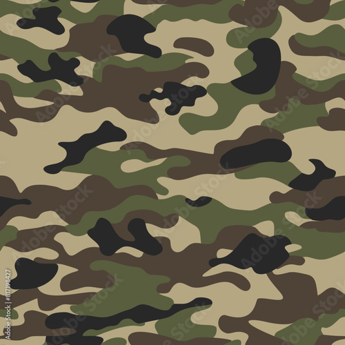 
classic camouflage pattern, seamless texture, vector illustration