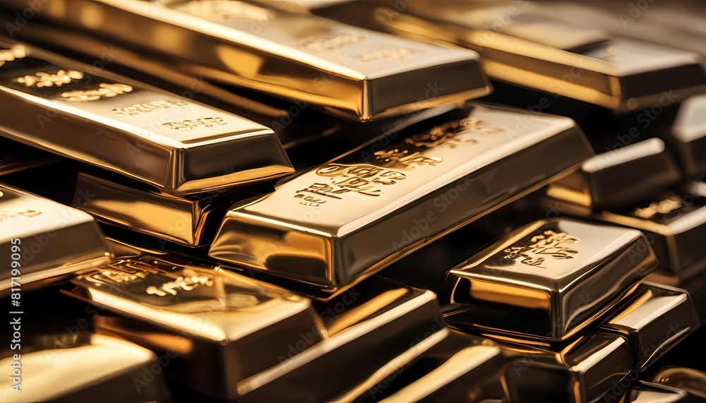 Stack of shiny gold bars