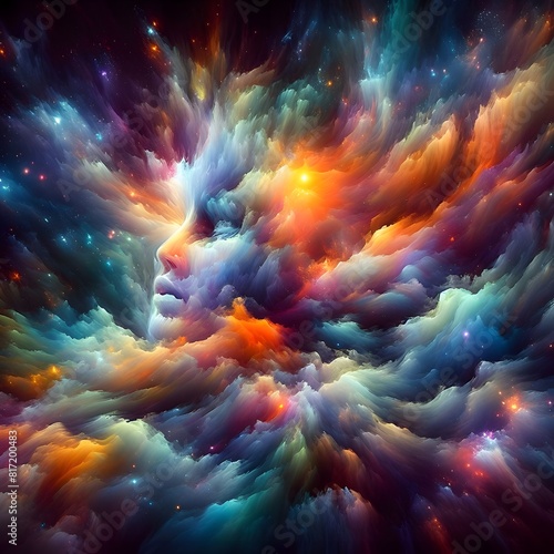 An Abstract Journey Chromatic Nebula  A Symphony of Colorful Smoke photo