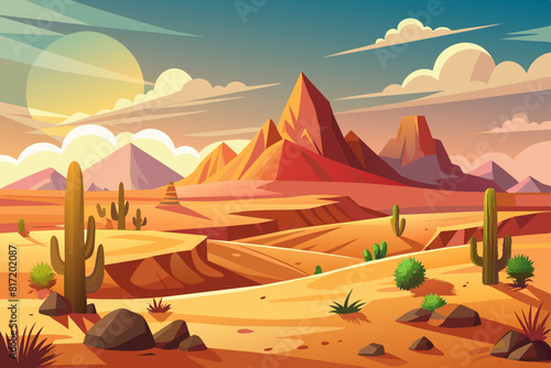 Desert Landscape Vector Illustration