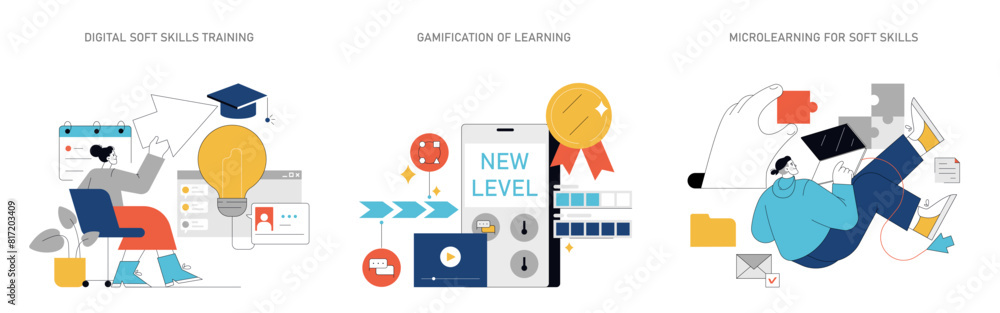 Soft Skills Training. Flat Vector Illustration Soft Skills Training. Flat Vector Illustration