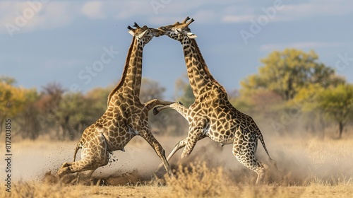 two giraph fighting each other --ar 16 9 --v 6 Job ID  2e4b940f-a7f5-427d-b39a-095f877e0093