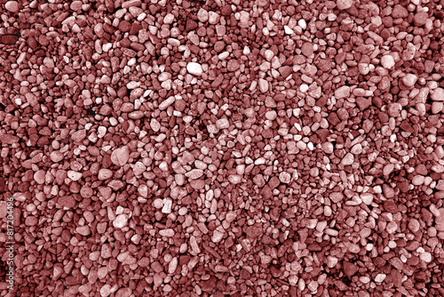 Konstfotografi Pile of red color decorative pebblestones as background.