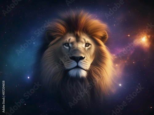Majestic Cosmic Lion: A Celestial Creature with a Starry Mane © iLegal Tech