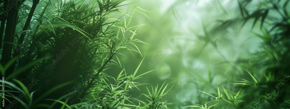 A calming, bamboo forest background with green hues and serene atmosphere. A calming, bamboo forest background with green hues and serene atmosphere.
