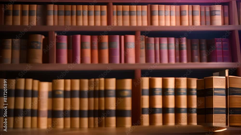 Array of Books on Library Shelf Generative AI Array of Books on Library Shelf Generative AI