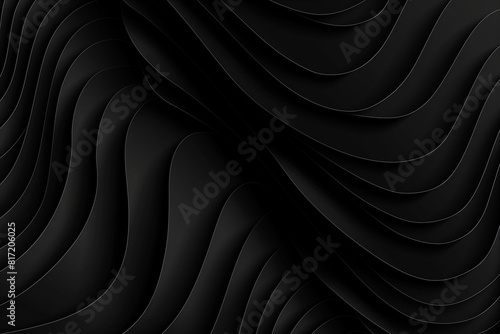 Black abstract background design. Modern wavy line pattern  guilloche curves  in monochrome colors. Premium stripe texture for banner  business backdrop. Dark horizontal vector template