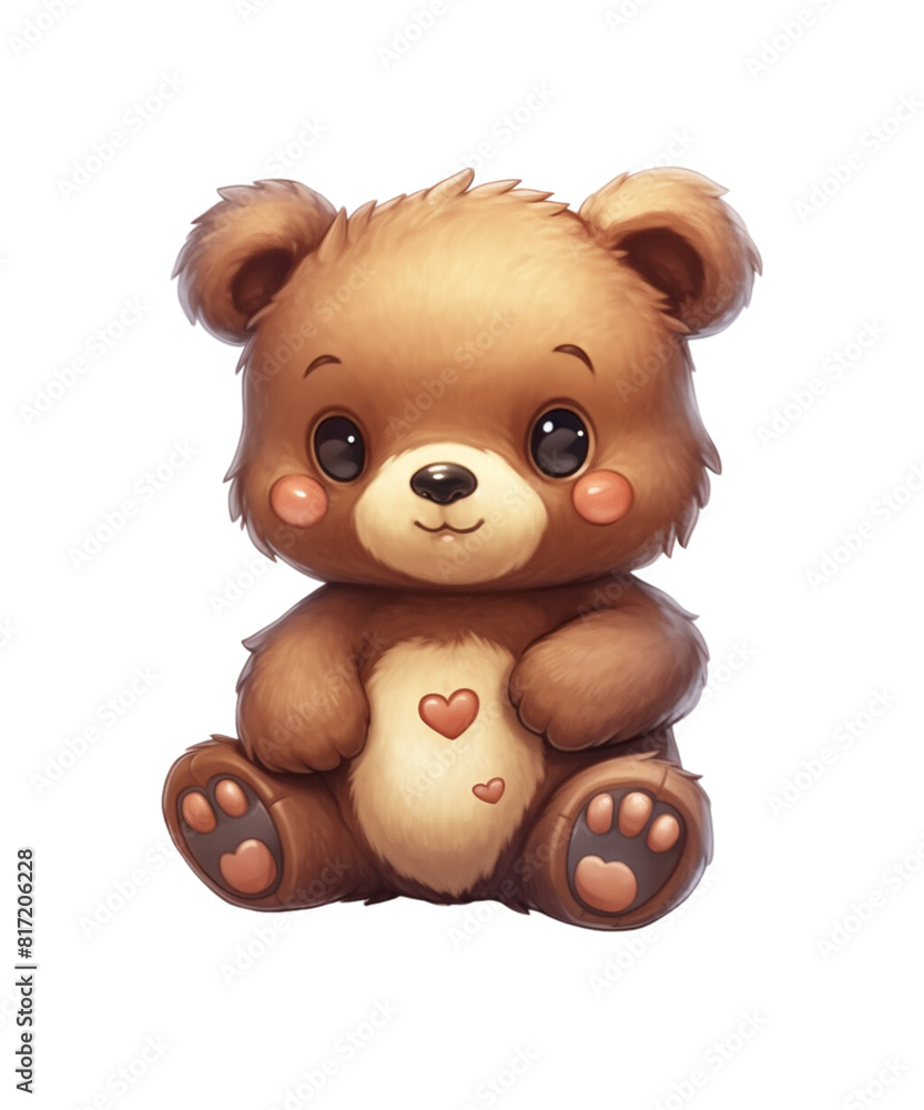 Fototapeta premium Cute Anime bear on a transparent background. Clipart PNG.
