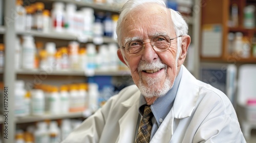 Elderly Pharmacist or Doctor with a Smile