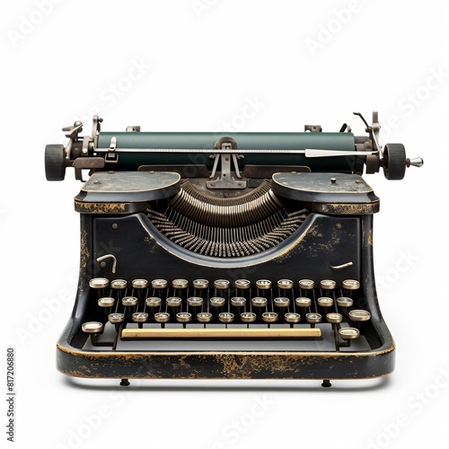 Vintage typewriter isolated on white background. Generative AI.