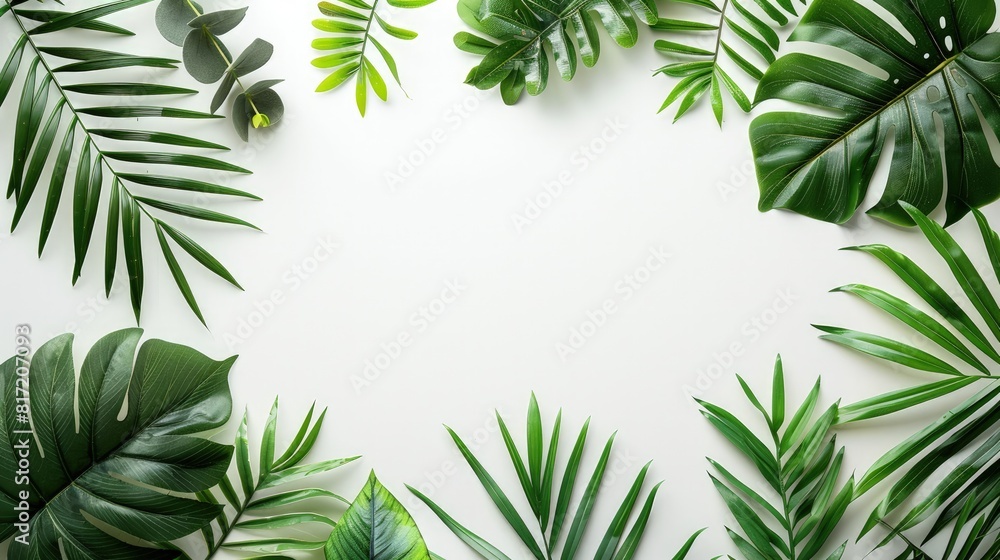 Whimsical Palm Leaf Fronds in White Background Whimsical Palm Leaf Fronds in White Background