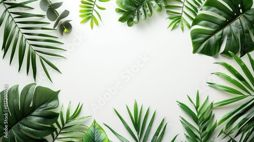 Whimsical Palm Leaf Fronds in White Background