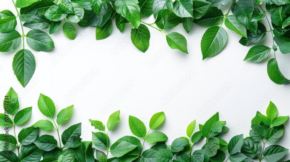 Close-up View of Green Leaves Against White Background Close-up View of Green Leaves Against White Background