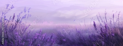 A calming  lavender field background with soft purple hues and gentle breezes.