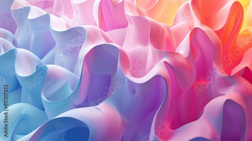A colorful, abstract image of a wave with a pink and blue gradient