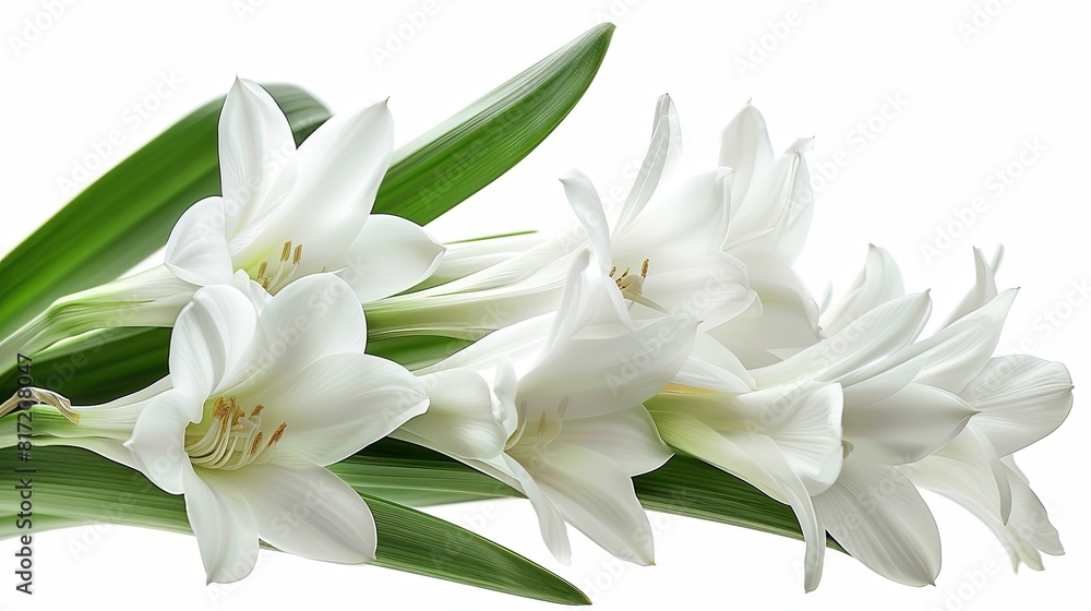Fresh White Lily Cluster with Vibrant Stems Fresh White Lily Cluster with Vibrant Stems