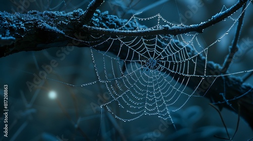 Threads of silver weave a delicate web in the heart of a moonlit glade, capturing the essence of a fairy tale come to life.