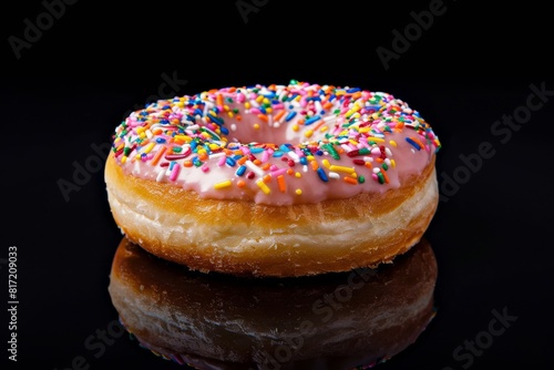 Indulgent donut pleasure on dark and mysterious background photo