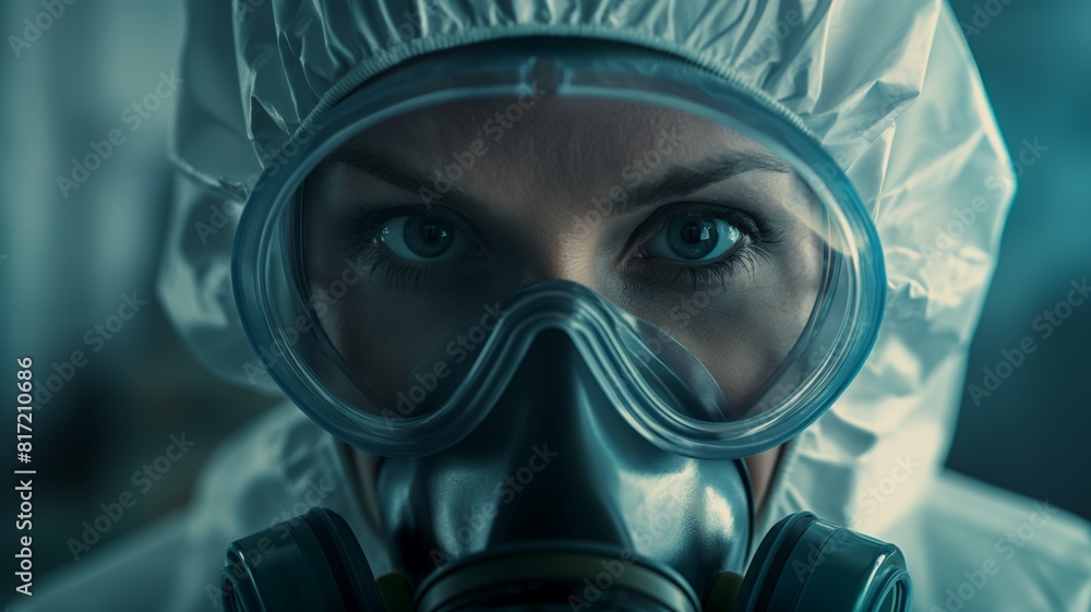Person in hazmat suit holding a clipboard Person in hazmat suit holding a clipboard