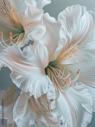 Close-up flor blanca con grandes pistilos