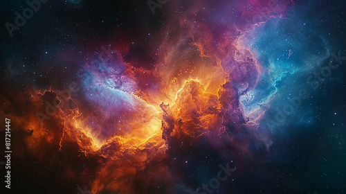 Mesmerizing Abstract Photo of a Celestial Nebula Capturing the Beauty of Space's Mystical Clouds © Digital