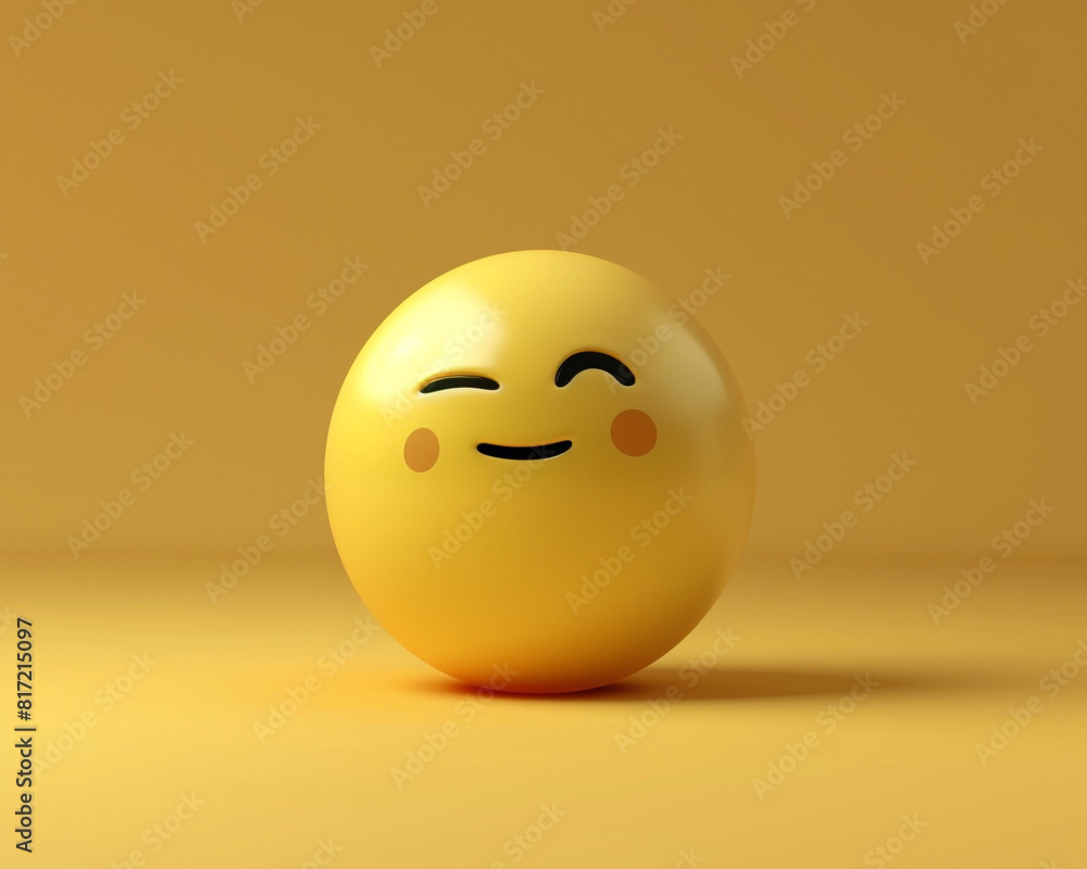 A minimalist 3D of a single yellow flirty emoji on a solid mustard background. A minimalist 3D of a single yellow flirty emoji on a solid mustard background.