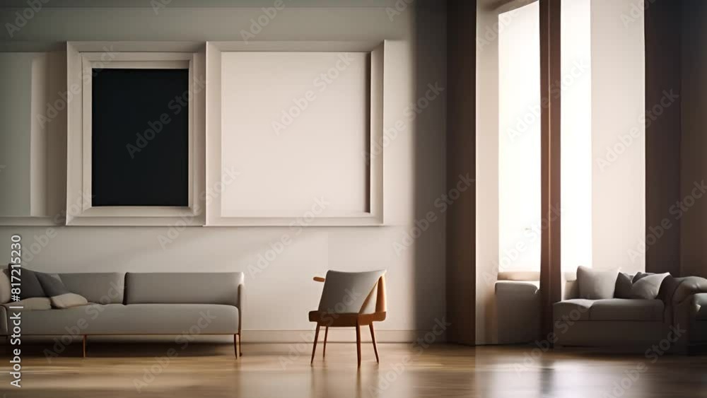 Living Room With Two Framed Pictures Generative AI Living Room With Two Framed Pictures Generative AI