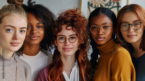 Portrait featuring six women of varied ethnicities and cultures.