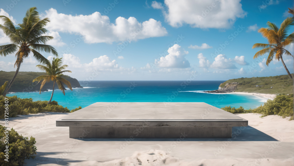 Fototapeta premium Product podium made of concrete. Highly detailed and realistic illustration