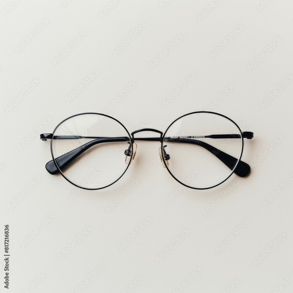 Stylish Round Black Frame Glasses Isolated on a Clean White Background Stylish Round Black Frame Glasses Isolated on a Clean White Background