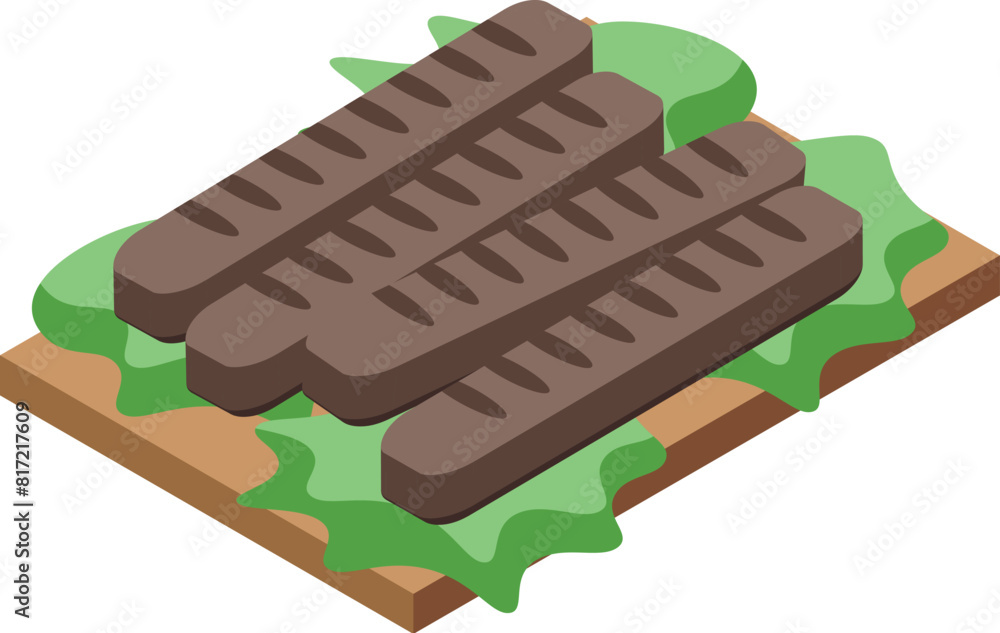 3d isometric graphic of delicious chocolate ice cream bars with green leaves on a wooden surface 3d isometric graphic of delicious chocolate ice cream bars with green leaves on a wooden surface