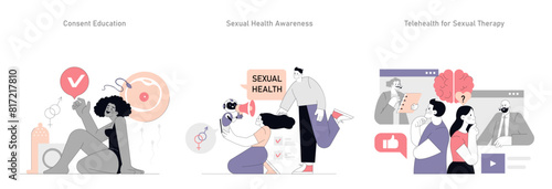 Psychosexology. Flat Vector Illustration