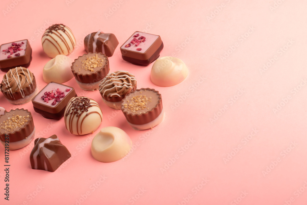 Obraz premium photography, unhealthy, candy, fat, chocolate, snack, background, party, food, gourmet, assortment, sweet, sugar, variety, tasty, truffle, delicious, horizontal, brown, dessert