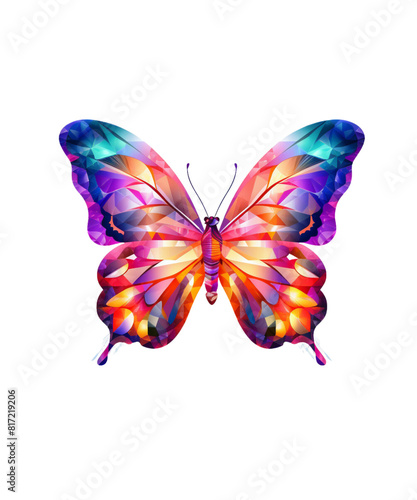 Colorful Butterfly in flight isolated on a transparent background. © ka