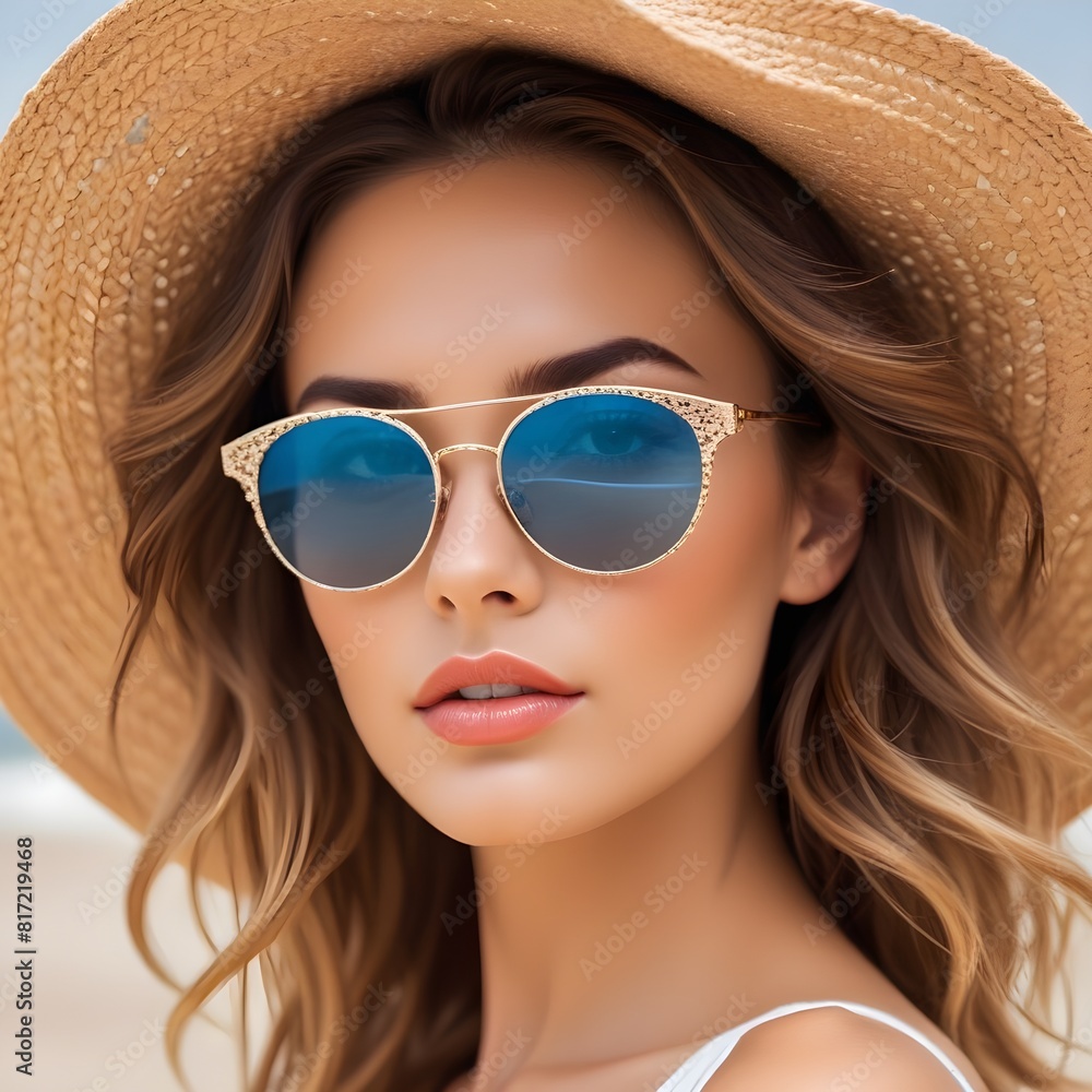 A young beautiful model woman in sunglasses A young beautiful model woman in sunglasses
