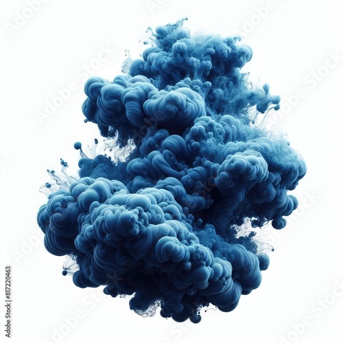 Blue smoke isolated on a white background 