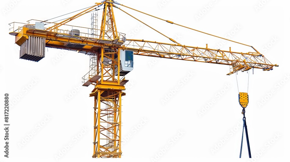 Illustration of a building crane isolated on a white background, representing construction machinery. Illustration of a building crane isolated on a white background, representing construction machinery.