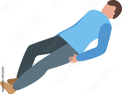 Flat vector illustration of a man lying on the ground, potentially resting or hurt